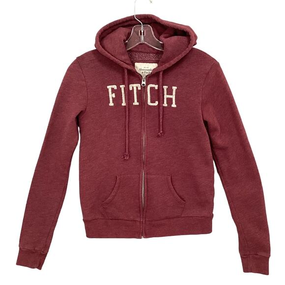 Abercrombie & Fitch Hoodie Womens XS Full Zip Embroidered Preppy Logo Spell Out - Picture 1 of 14